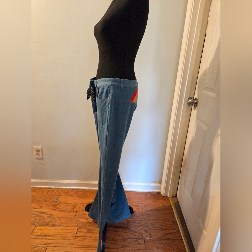 Women’s Blue Jeans with Rainbow Back Detail - Picture 3 of 9